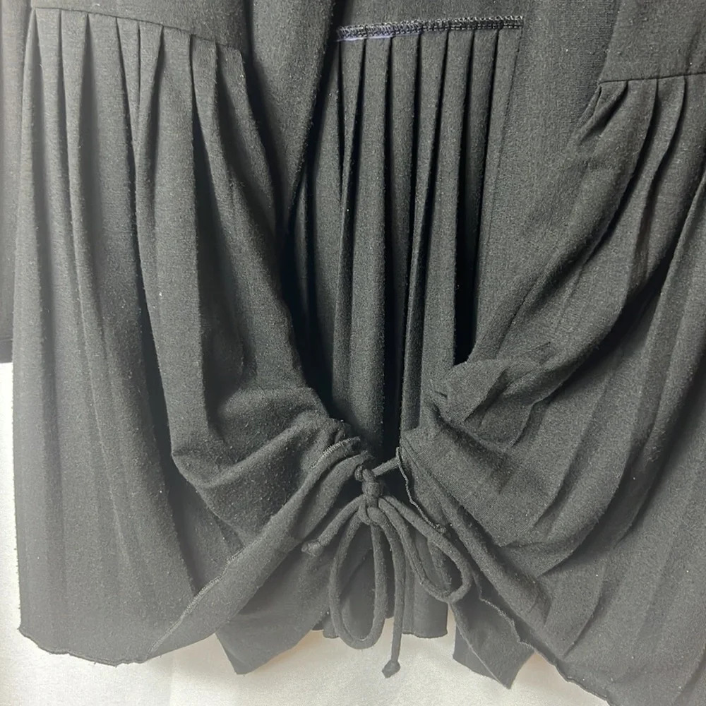 AB Studio Black Pleated Sleeve Open Front Tie Cardigan Top Size Small - Picture 5 of 7